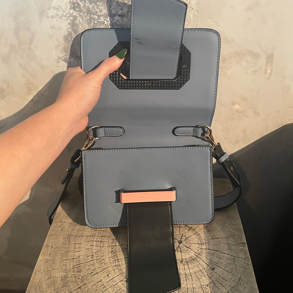 Blue with Pink Accent Crossbody Bag - Picture 4 of 8